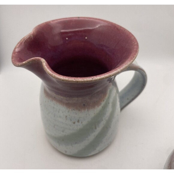 Susan Sage Vintage Art Pottery Pitcher Bowl Set Artist Signed Speckled Pottery - Picture 4 of 10